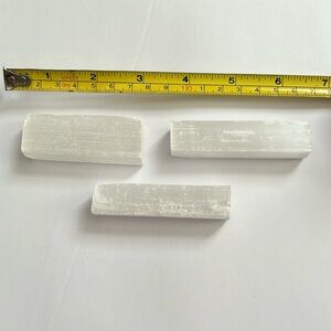 Set of 3 Selenite Rough Cut Crystal Sticks/ Wands